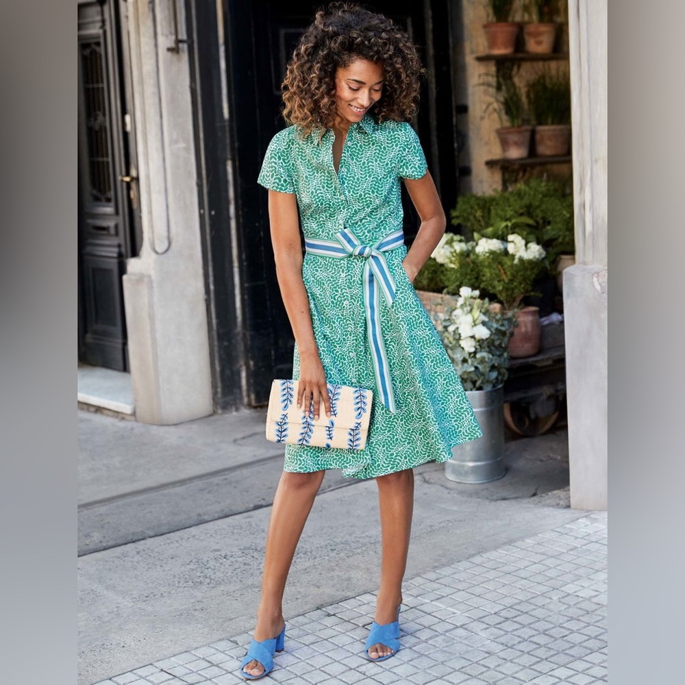 Boden Sophia Shirt Dress Size 2 Regular Green